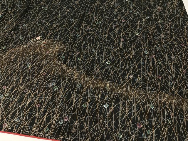 平和屋着物●訪問着 絞り 刺繍 草花文 黒地 金銀彩 正絹 逸品 未使用 CABC9668vp
