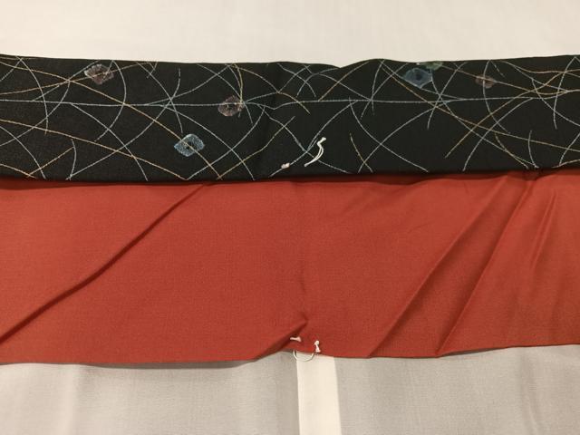 平和屋着物●訪問着 絞り 刺繍 草花文 黒地 金銀彩 正絹 逸品 未使用 CABC9668vp