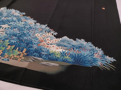 平和屋着物●本加賀友禅作家 牛坂源吾 黒留袖 名所風景花文 正絹 逸品 CABC9673vp