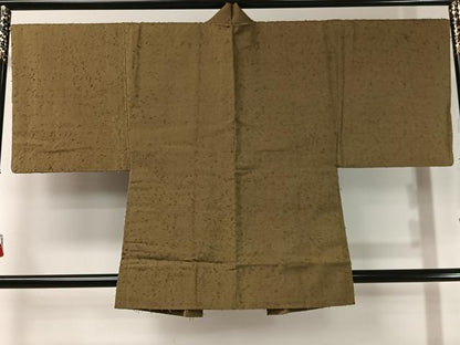 平和屋着物●男性 ひげ紬 羽織セット 着物：茶褐色 羽織：梅幸茶色 正絹 逸品 CABC9675vp