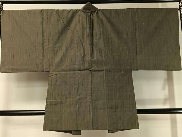 平和屋着物●男性 紬 アンサンブル 長襦袢セット 鶸茶色 正絹 逸品 CABC9676vp