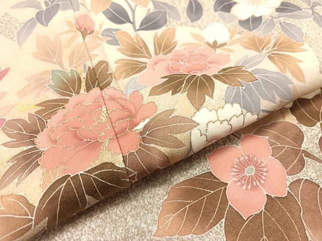平和屋着物●訪問着 草花文 たたき染め 金彩 正絹 逸品 CABC9679vp