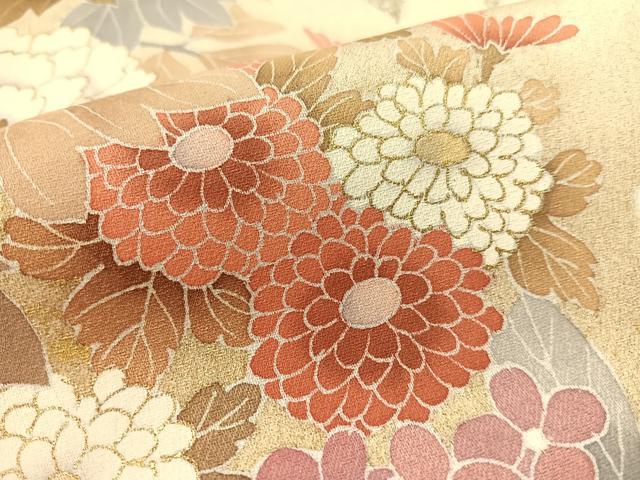 平和屋着物●訪問着 草花文 たたき染め 金彩 正絹 逸品 CABC9679vp