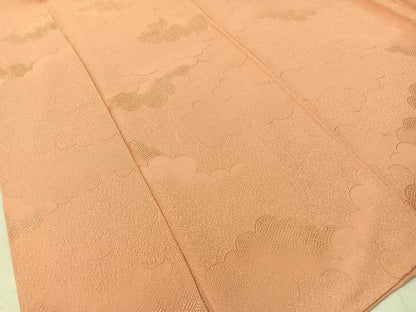 平和屋着物●上質な色無地 雲重ね地紋 赤香色 正絹 逸品 未使用 CABC9683vp