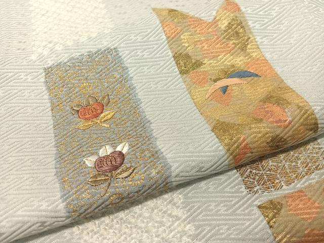 平和屋着物●訪問着 絞り 刺繍 吉祥花文 金彩 正絹 逸品 CABC9684vp