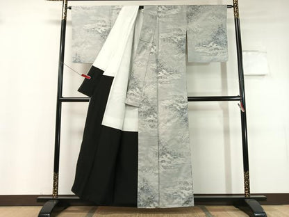 平和屋着物●都喜ヱ門 本場大島紬 白大島 7マルキ 総絣 藤絹織物謹製 雪景色 正絹 逸品 CABC9685vp