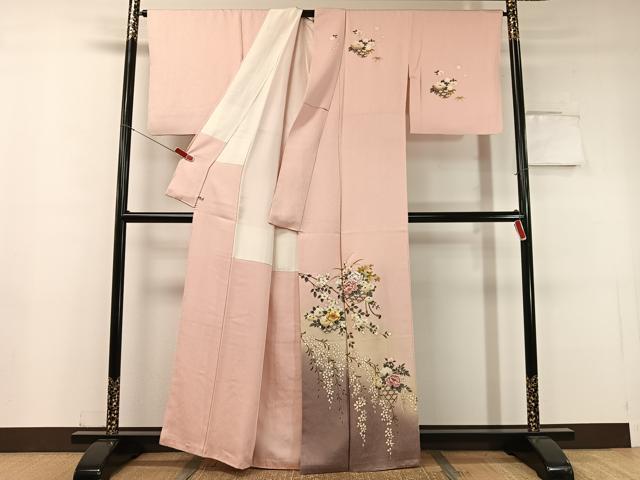 平和屋着物●訪問着 刺繍 花篭文 暈し染め 金彩 さが美扱い 正絹 逸品 CABC9687vp