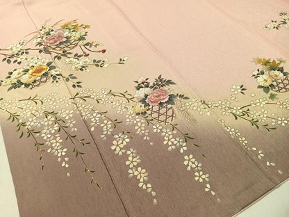 平和屋着物●訪問着 刺繍 花篭文 暈し染め 金彩 さが美扱い 正絹 逸品 CABC9687vp