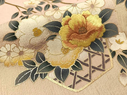 平和屋着物●訪問着 刺繍 花篭文 暈し染め 金彩 さが美扱い 正絹 逸品 CABC9687vp