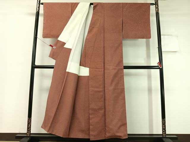 平和屋着物●石川県指定無形文化財 牛首紬 白山工房 角印 手織り あられ文様 証紙付き 正絹 逸品 未使用 CABC9690vp