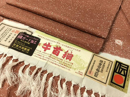 平和屋着物●石川県指定無形文化財 牛首紬 白山工房 角印 手織り あられ文様 証紙付き 正絹 逸品 未使用 CABC9690vp