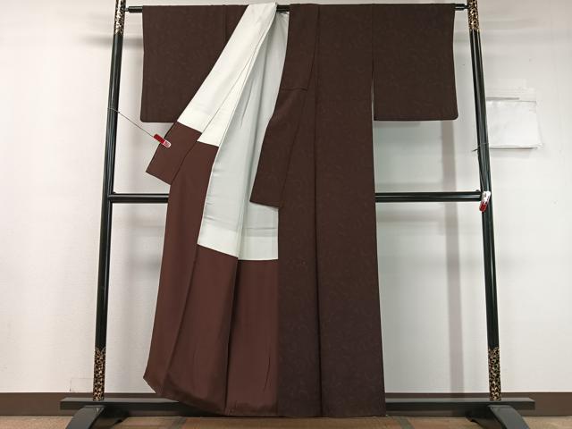 平和屋着物●重要無形文化財　人間国宝　中村勇二郎　江戸小紋　献上古代菊　草木染　鬼しぼ縮緬　証紙付き　正絹　逸品　CABC9692vp