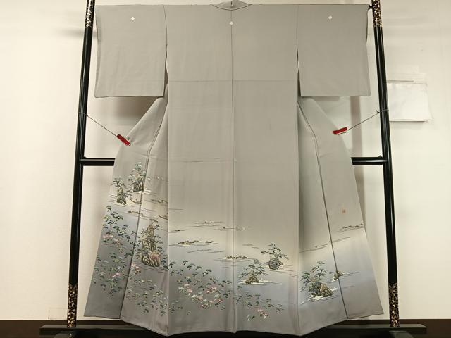 平和屋着物●本加賀友禅作家 染元千紅代表 寺西一紘 色留袖 水辺風景文 暈し染め 正絹 逸品 CABC9696vp
