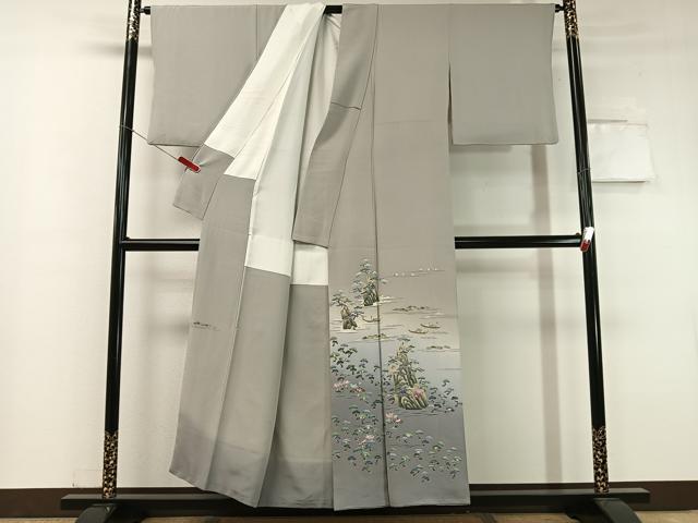 平和屋着物●本加賀友禅作家 染元千紅代表 寺西一紘 色留袖 水辺風景文 暈し染め 正絹 逸品 CABC9696vp