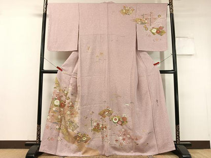 平和屋着物●京友禅の第一人者 松井青々 訪問着 松竹梅地紙花文 たたき染め 金彩 正絹 逸品 未使用 CABC9698vp