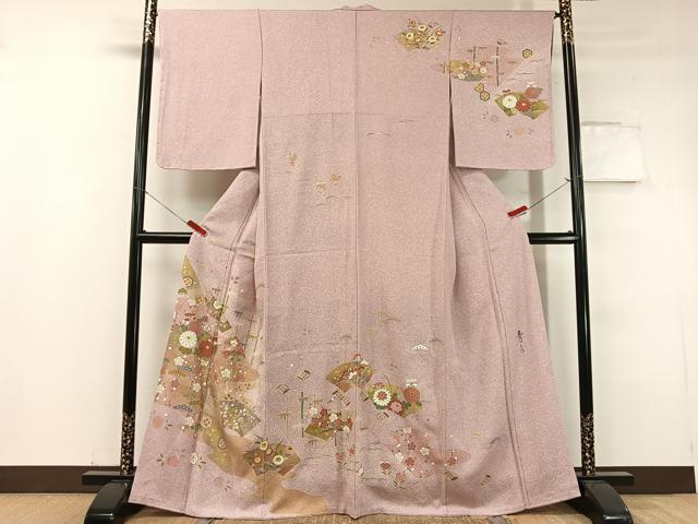 平和屋着物●京友禅の第一人者 松井青々 訪問着 松竹梅地紙花文 たたき染め 金彩 正絹 逸品 未使用 CABC9698vp