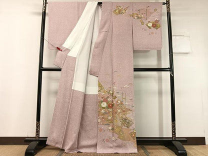平和屋着物●京友禅の第一人者 松井青々 訪問着 松竹梅地紙花文 たたき染め 金彩 正絹 逸品 未使用 CABC9698vp