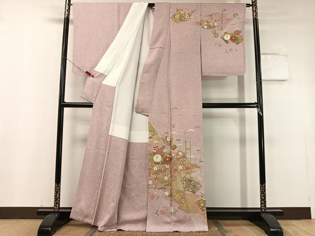 平和屋着物●京友禅の第一人者 松井青々 訪問着 松竹梅地紙花文 たたき染め 金彩 正絹 逸品 未使用 CABC9698vp