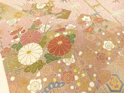 平和屋着物●京友禅の第一人者 松井青々 訪問着 松竹梅地紙花文 たたき染め 金彩 正絹 逸品 未使用 CABC9698vp
