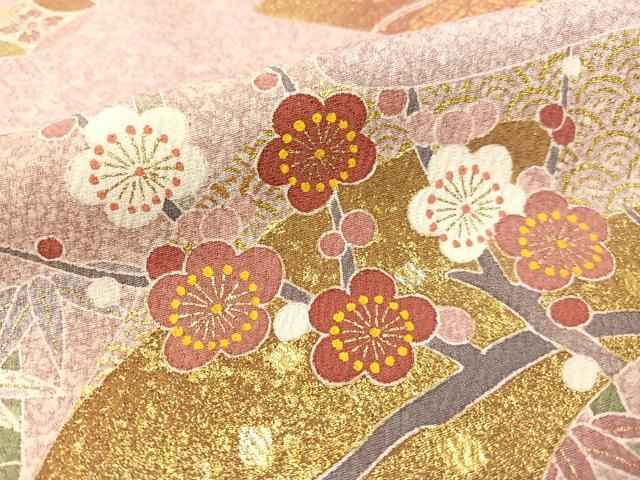 平和屋着物●京友禅の第一人者 松井青々 訪問着 松竹梅地紙花文 たたき染め 金彩 正絹 逸品 未使用 CABC9698vp