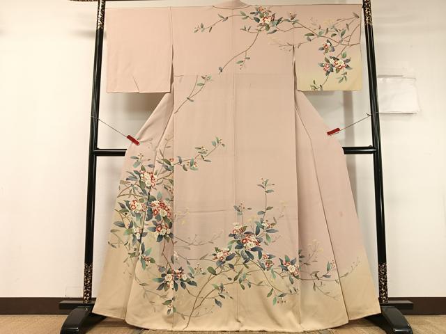 平和屋着物●訪問着 友禅 作家物 枝花文 暈し染め 正絹 逸品 CABC9700vp