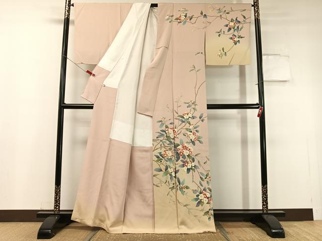 平和屋着物●訪問着 友禅 作家物 枝花文 暈し染め 正絹 逸品 CABC9700vp
