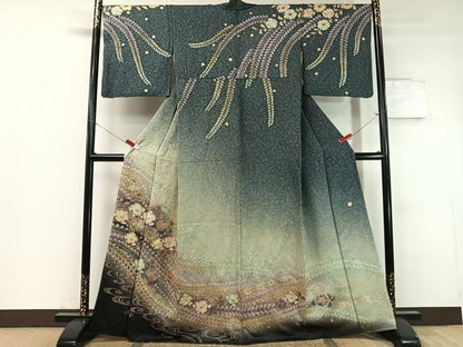 平和屋着物●訪問着 泰常 絞り 辻が花 暈し染め 銀通し地 正絹 逸品 CABC9701vp