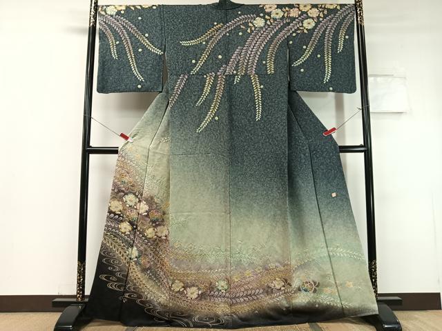 平和屋着物●訪問着 泰常 絞り 辻が花 暈し染め 銀通し地 正絹 逸品 CABC9701vp