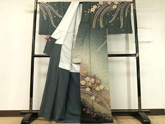 平和屋着物●訪問着 泰常 絞り 辻が花 暈し染め 銀通し地 正絹 逸品 CABC9701vp