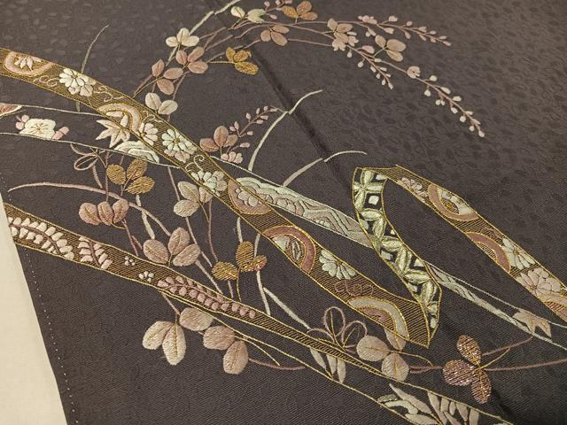平和屋着物●山口美術織物　皇室　伊勢神宮御用　西陣織　訪問着　総刺繍　竹屋町刺繍　駒刺繍　鬘帯花文　金銀糸　正絹　逸品　CABC9703vp