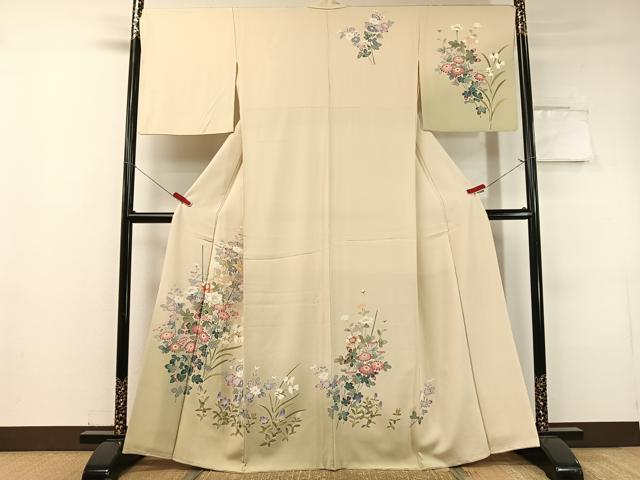 平和屋着物●訪問着 友禅 草花文 暈し染め 正絹 逸品 CABC9706vp