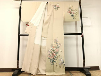 平和屋着物●訪問着 友禅 草花文 暈し染め 正絹 逸品 CABC9706vp