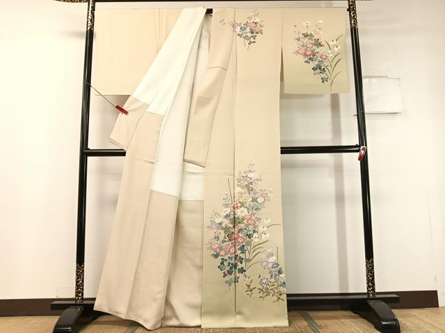 平和屋着物●訪問着 友禅 草花文 暈し染め 正絹 逸品 CABC9706vp