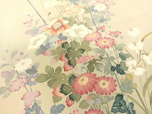 平和屋着物●訪問着 友禅 草花文 暈し染め 正絹 逸品 CABC9706vp