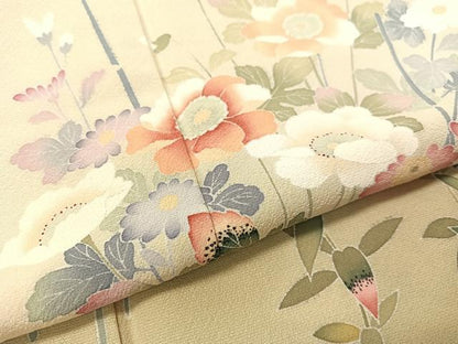 平和屋着物●訪問着 友禅 草花文 暈し染め 正絹 逸品 CABC9706vp