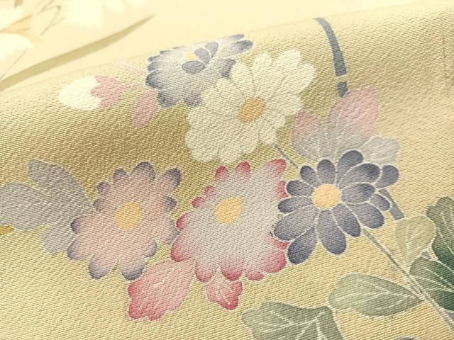 平和屋着物●訪問着 友禅 草花文 暈し染め 正絹 逸品 CABC9706vp