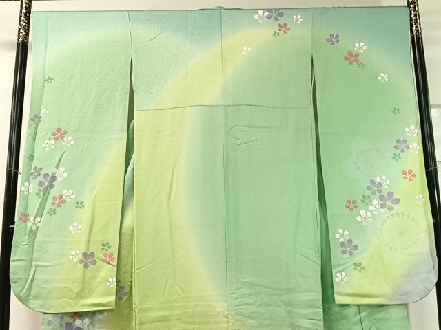 平和屋着物●豪華振袖 駒刺繍 舞桜 暈し染め 銀通し地 やまと誂製 正絹 逸品 CABC9707vp