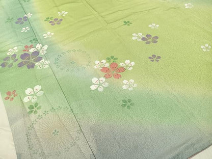 平和屋着物●豪華振袖 駒刺繍 舞桜 暈し染め 銀通し地 やまと誂製 正絹 逸品 CABC9707vp
