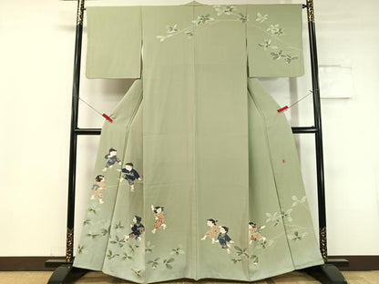 平和屋着物●十日町友禅作家 関口遼一 訪問着 童子遊び 暈し染め 正絹 逸品 CABC9710vp