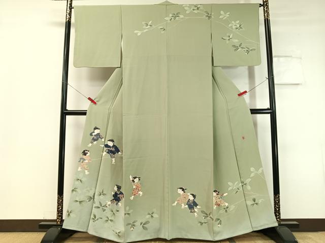 平和屋着物●十日町友禅作家 関口遼一 訪問着 童子遊び 暈し染め 正絹 逸品 CABC9710vp