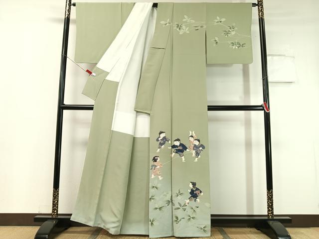 平和屋着物●十日町友禅作家 関口遼一 訪問着 童子遊び 暈し染め 正絹 逸品 CABC9710vp
