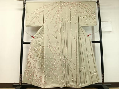 平和屋着物●訪問着 駒刺繍 流水枝梅楓文 暈し染め 金彩 正絹 逸品 CABC9711vp