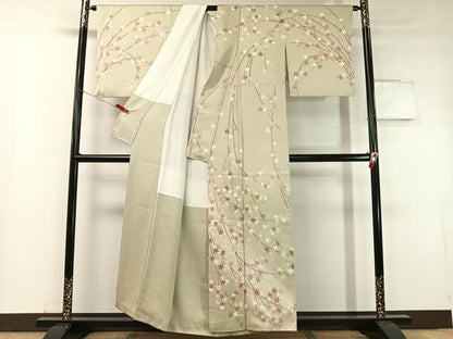 平和屋着物●訪問着 駒刺繍 流水枝梅楓文 暈し染め 金彩 正絹 逸品 CABC9711vp