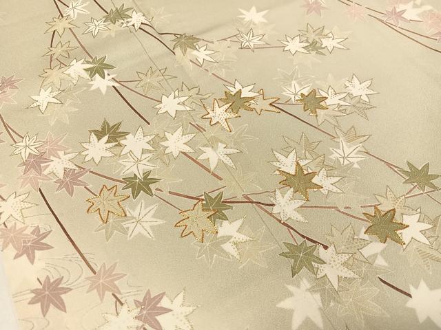 平和屋着物●訪問着 駒刺繍 流水枝梅楓文 暈し染め 金彩 正絹 逸品 CABC9711vp