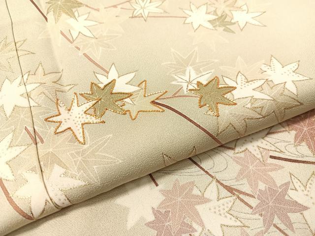 平和屋着物●訪問着 駒刺繍 流水枝梅楓文 暈し染め 金彩 正絹 逸品 CABC9711vp