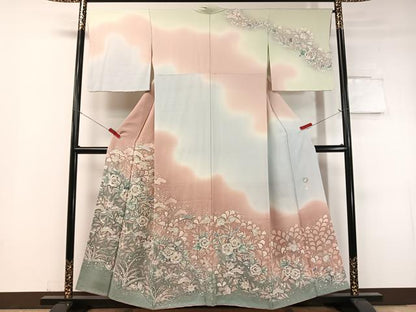 平和屋着物●越後十日町の一流染匠 桐屋・翠山工房 訪問着 辻が花 絞り 暈し染め 正絹 逸品 CABC9712vp