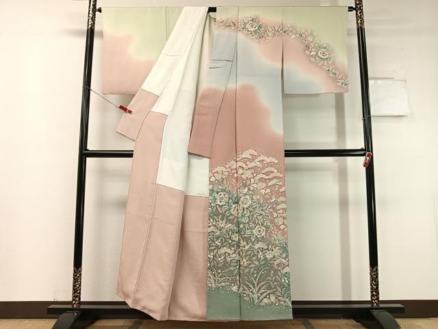 平和屋着物●越後十日町の一流染匠 桐屋・翠山工房 訪問着 辻が花 絞り 暈し染め 正絹 逸品 CABC9712vp