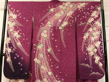 平和屋着物●豪華振袖 辻が花 絞り 手描き 暈し染め 銀通し地 正絹 逸品 CABC9714vp