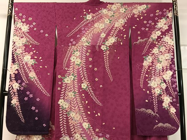 平和屋着物●豪華振袖 辻が花 絞り 手描き 暈し染め 銀通し地 正絹 逸品 CABC9714vp