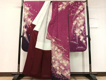 平和屋着物●豪華振袖 辻が花 絞り 手描き 暈し染め 銀通し地 正絹 逸品 CABC9714vp